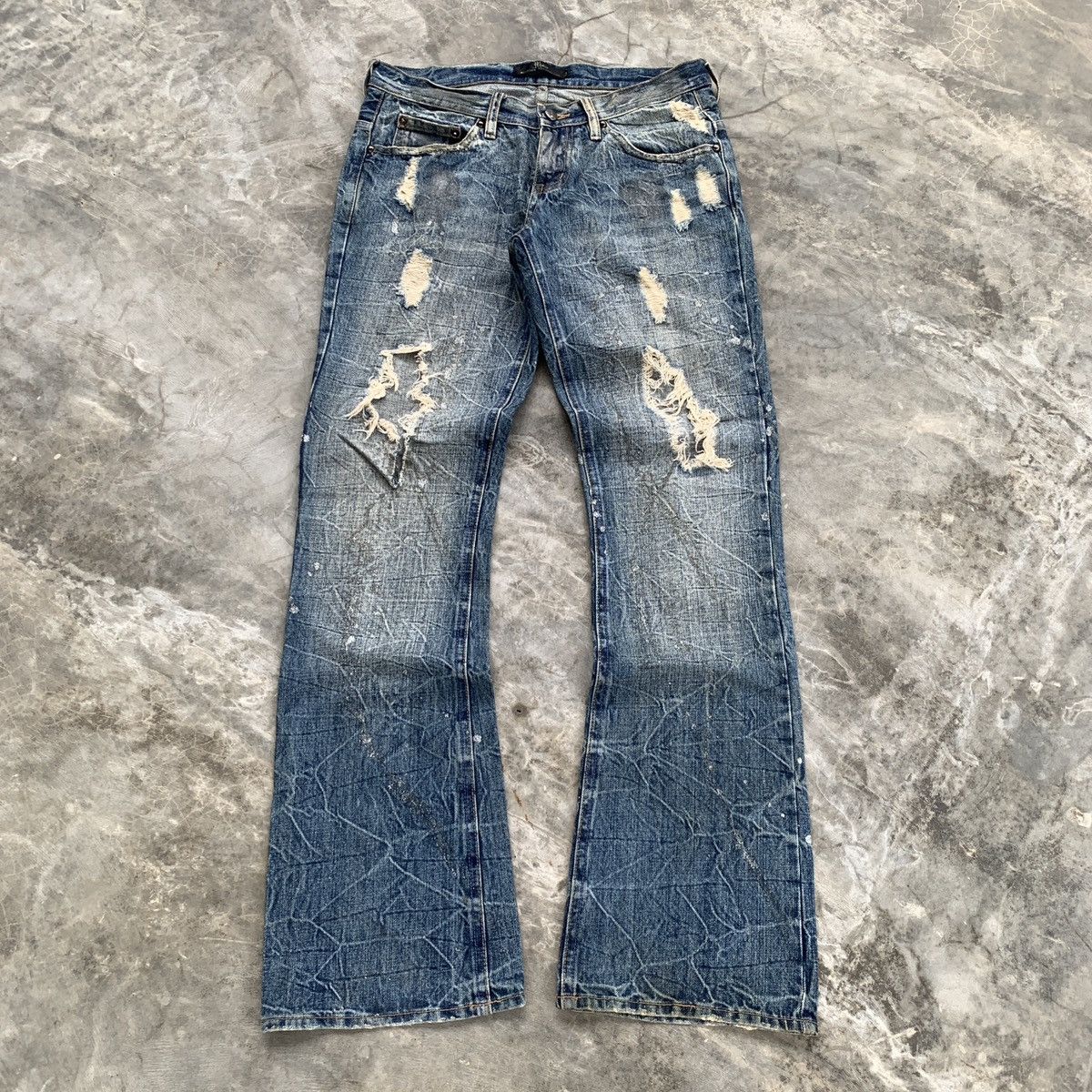 Le Grande Bleu (L.G.B.) Crazy Midas Glitter Paint Splatter ifsix LGB Flared Jeans Size US 31 - 1 Thumbnail