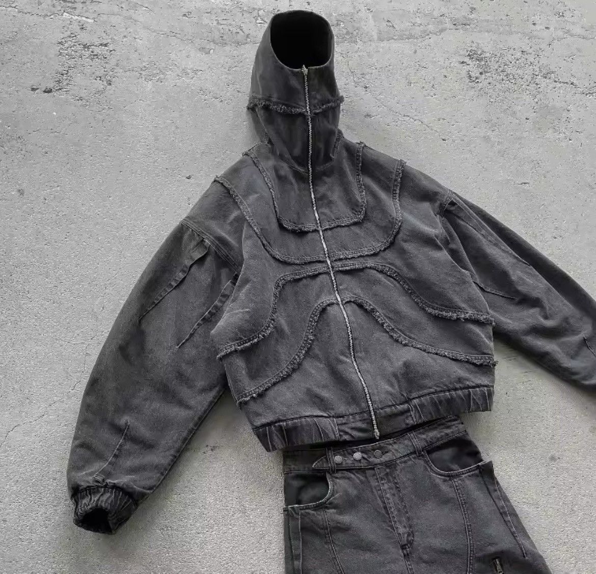 Vintage washed denim-like feel zip up hoodie Size US M / EU 48-50 / 2 - 3 Thumbnail