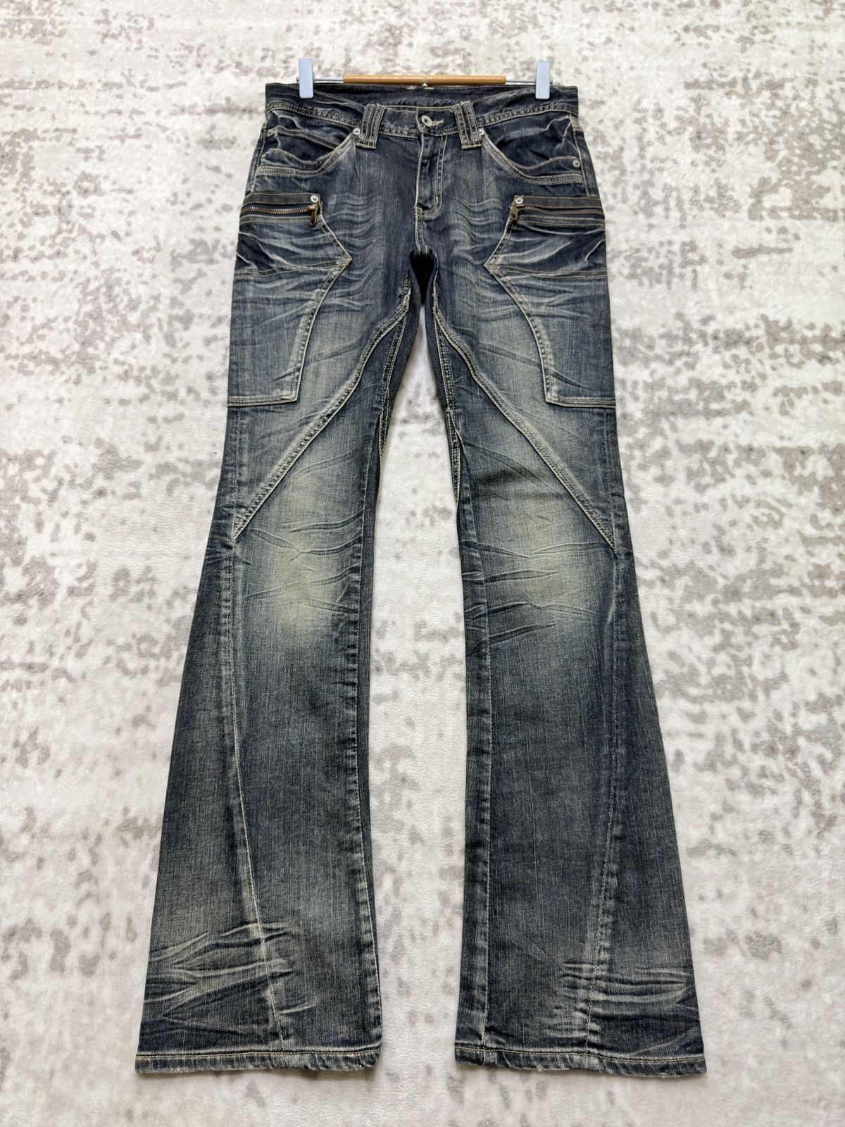 Tornado Mart Michel Klein Homme Spiral Flare Y2K Denim Size US 30 / EU 46 - 1 Thumbnail
