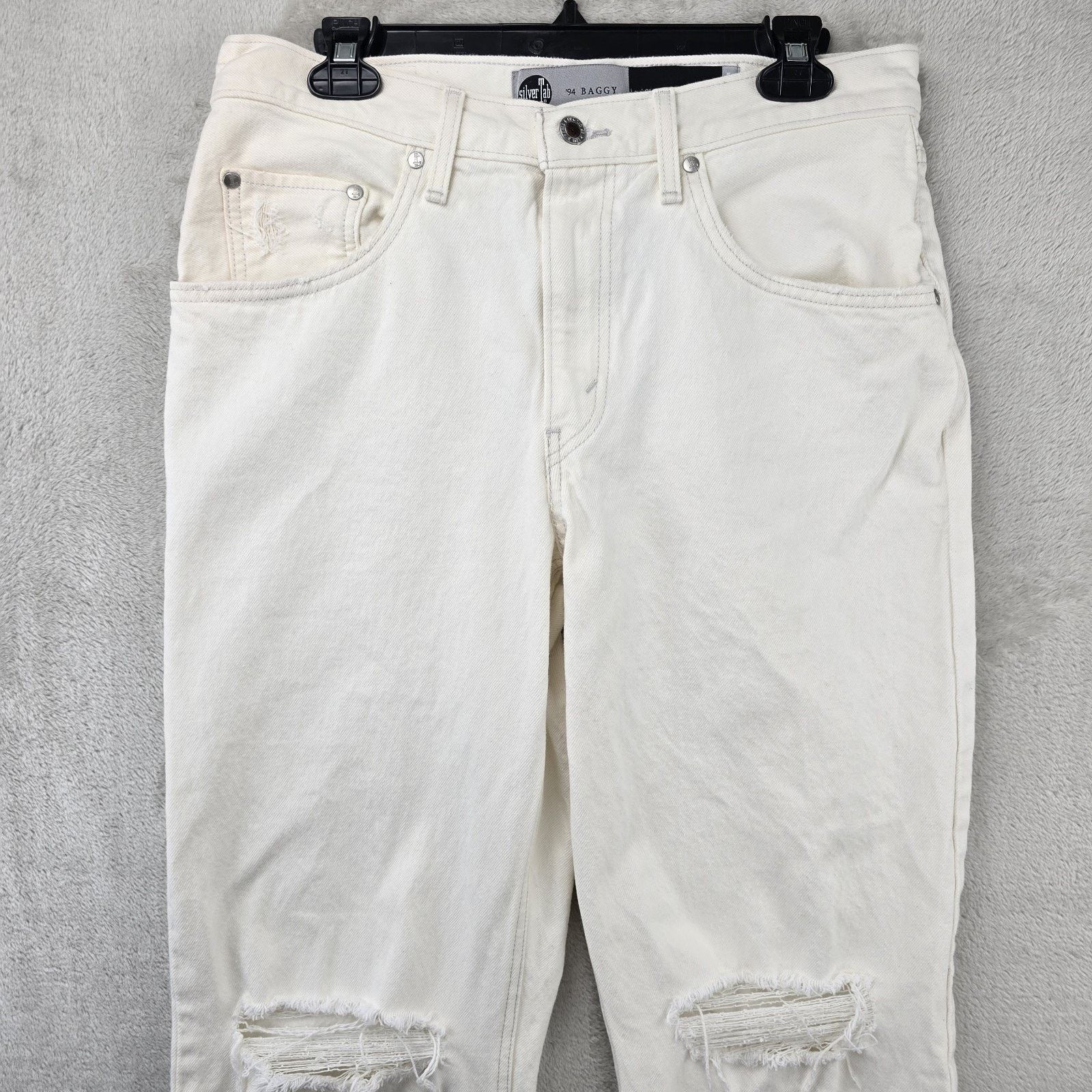 Levi's Levis Silver Tab 94 Baggy Jeans Womens 30 (Fits 32x30) White Size 30" / US 8 / IT 44 - 2 Thumbnail