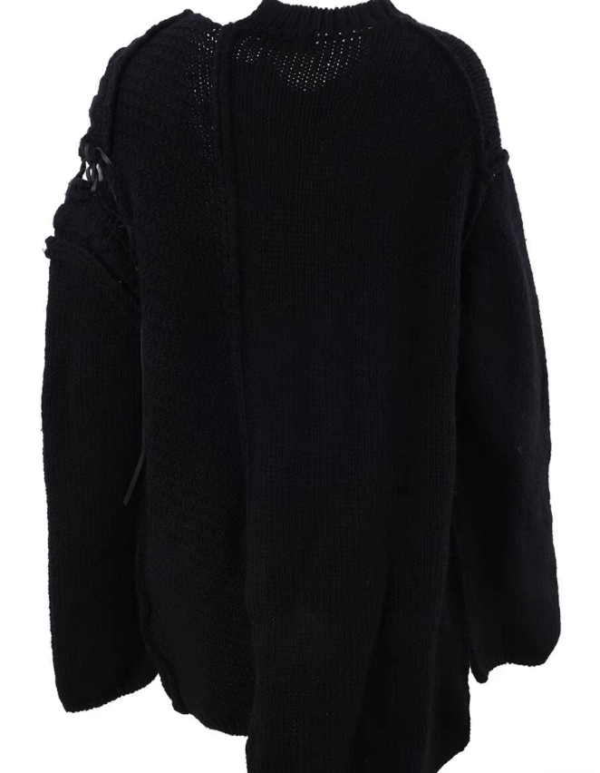 Yohji Yamamoto Yohji Yamamoto Men's Cutout Tie Detail Knit Sweater K18 Size US L / EU 52-54 / 3 - 2 Thumbnail