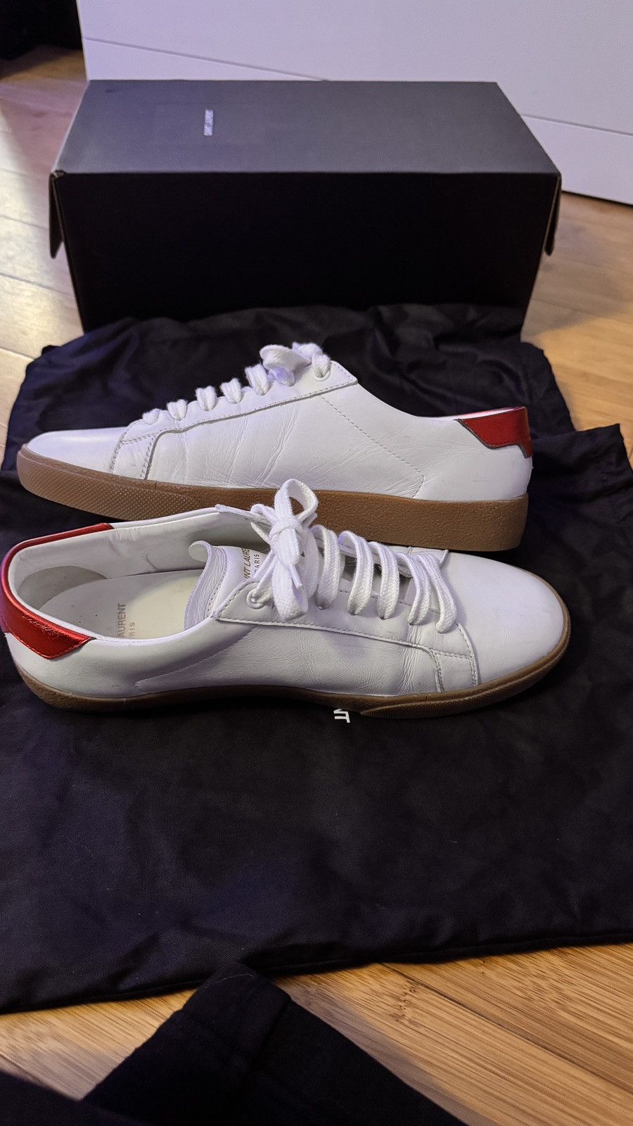 Saint Laurent Paris Saint Laurent Court Classic SL/06 Low 'White Metallic Red' Size US 11 / IT 41 - 4 Thumbnail