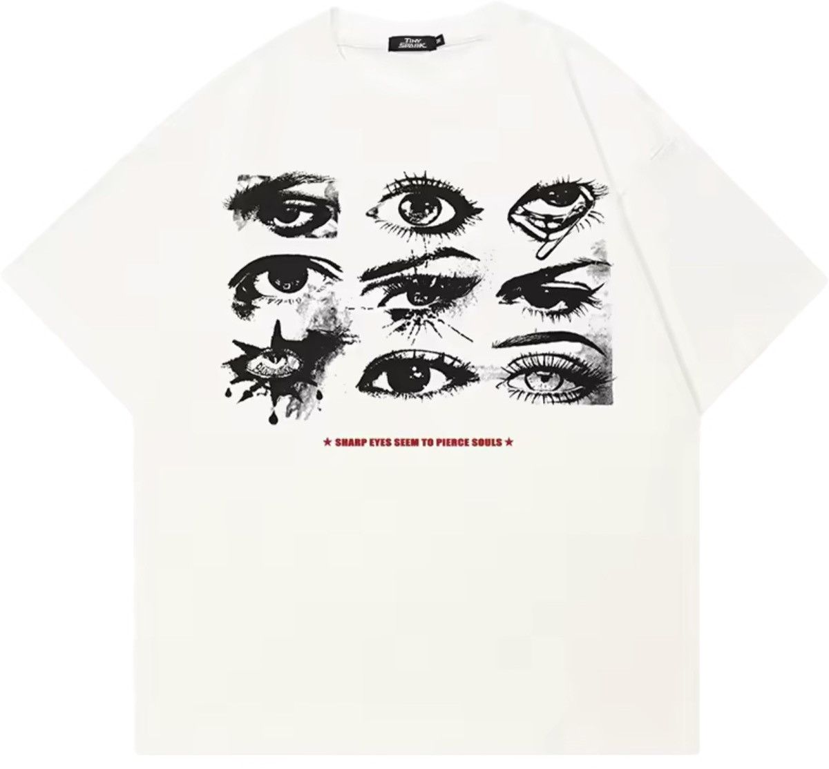 Vintage Eyes Print Casual White Tshirt Size US L / EU 52-54 / 3 - 1 Thumbnail