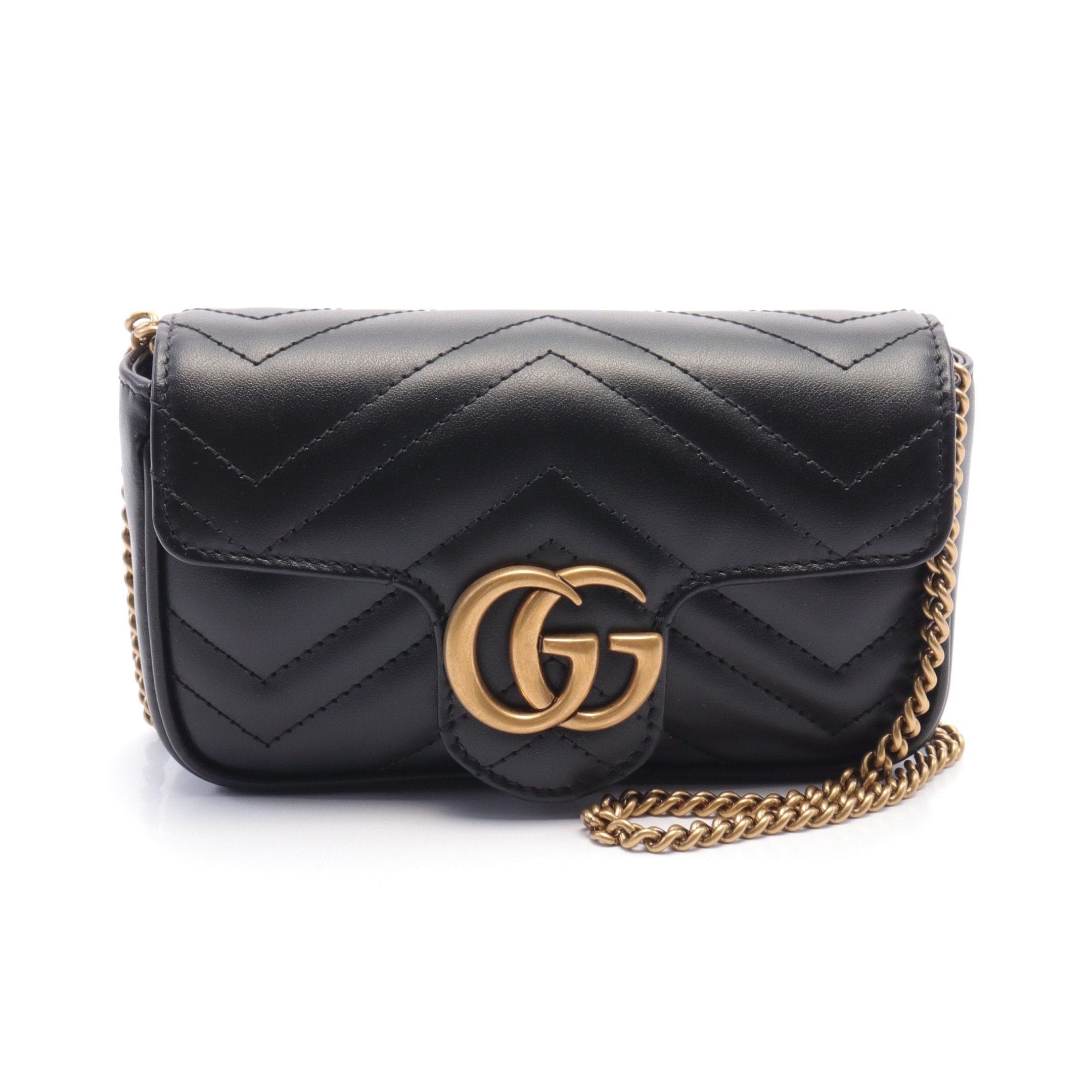 Gucci Gucci Gg Marmont Super Mini Bag Chain Shoulder Leather Black Size ONE SIZE - 1 Thumbnail