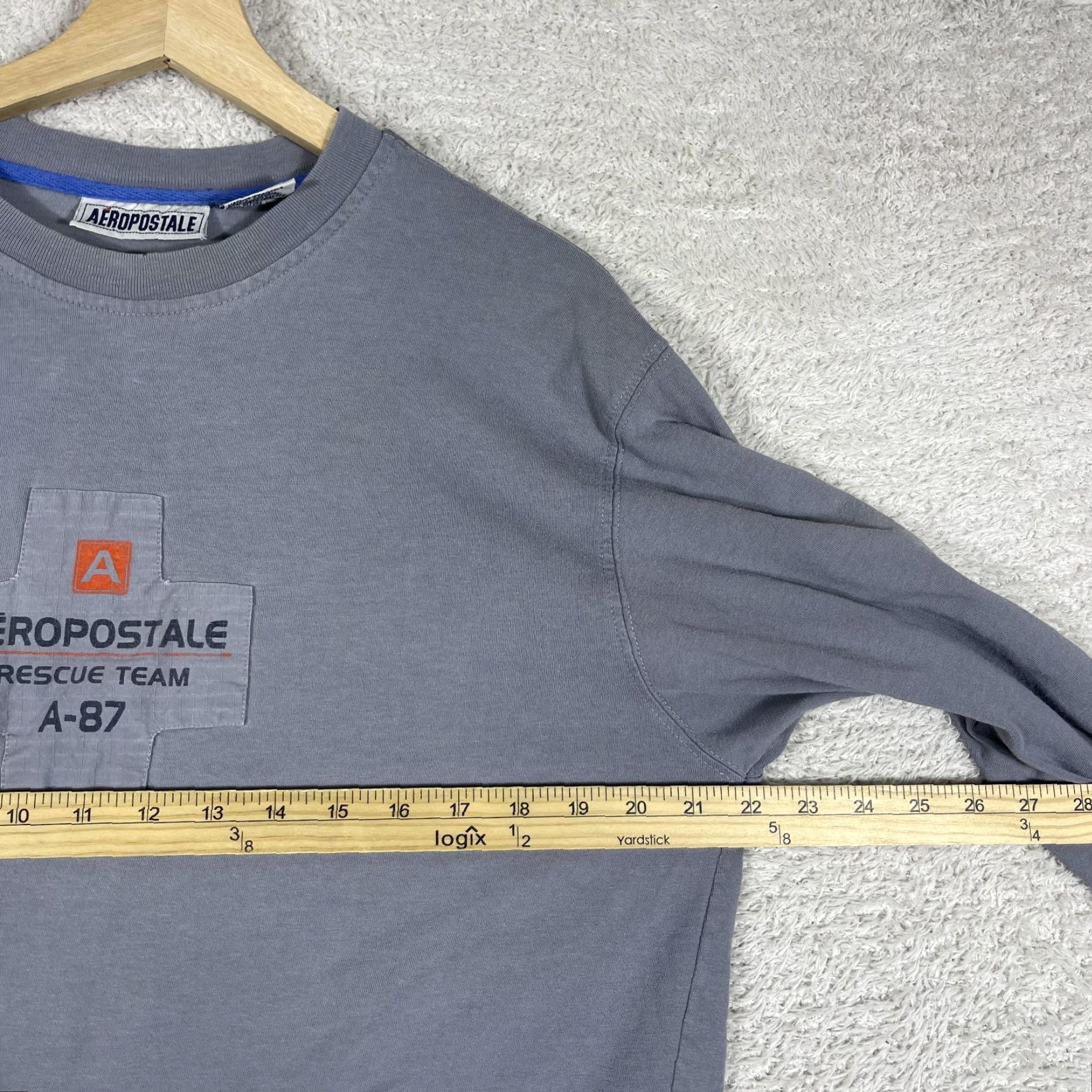 Aeropostale VINTAGE Aeropostale T-Shirt Mens Large Gray Y2K Rescue Team A-87 Ski Long Sleeve Shirt Size US L / EU 52-54 / 3 - 7 Thumbnail