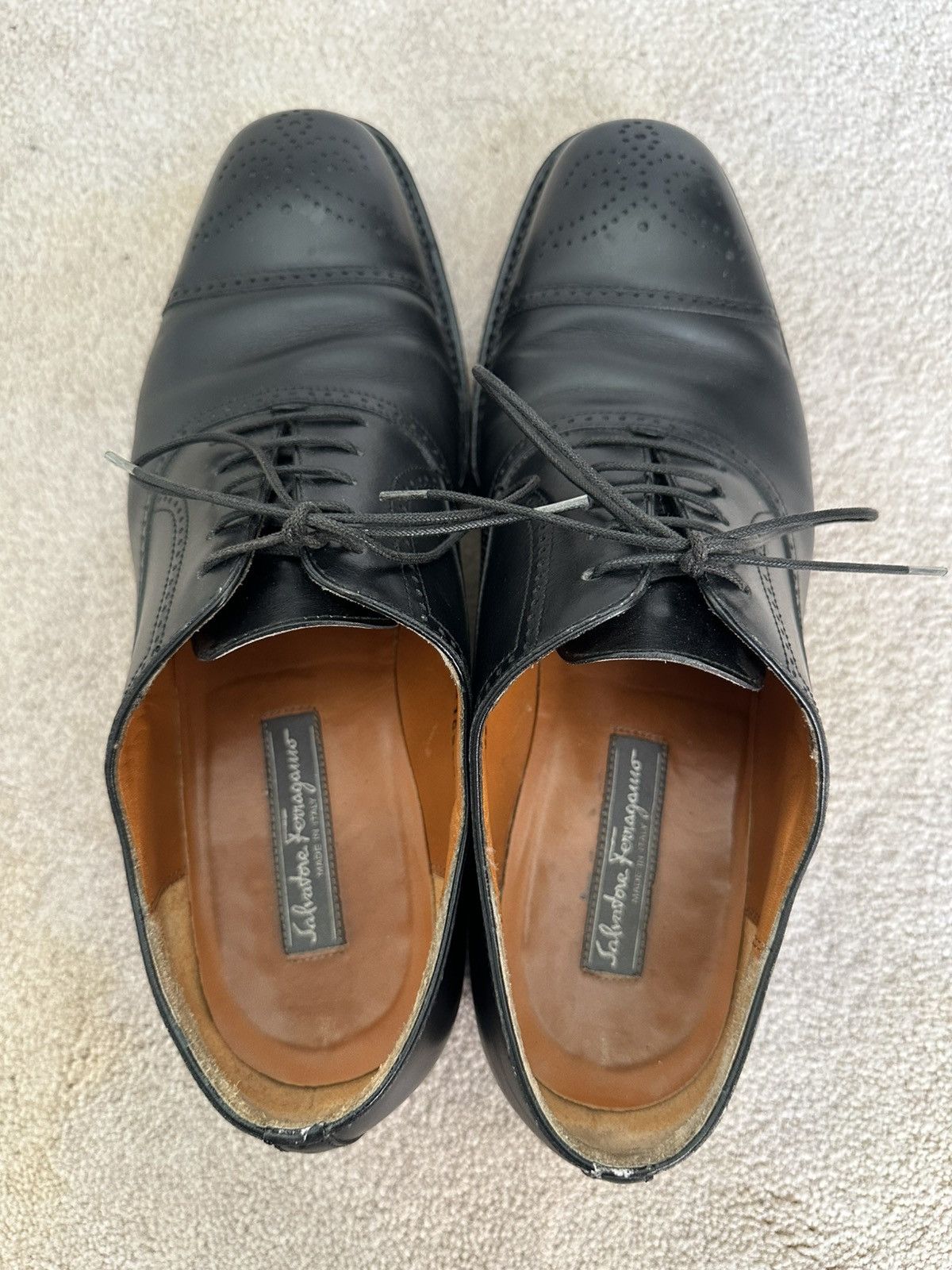 Salvatore Ferragamo Salvatore Ferragamo Black Cap Toe Oxford Dress Shoes 7.5 EE Size US 7.5 / EU 40-41 - 6 Thumbnail