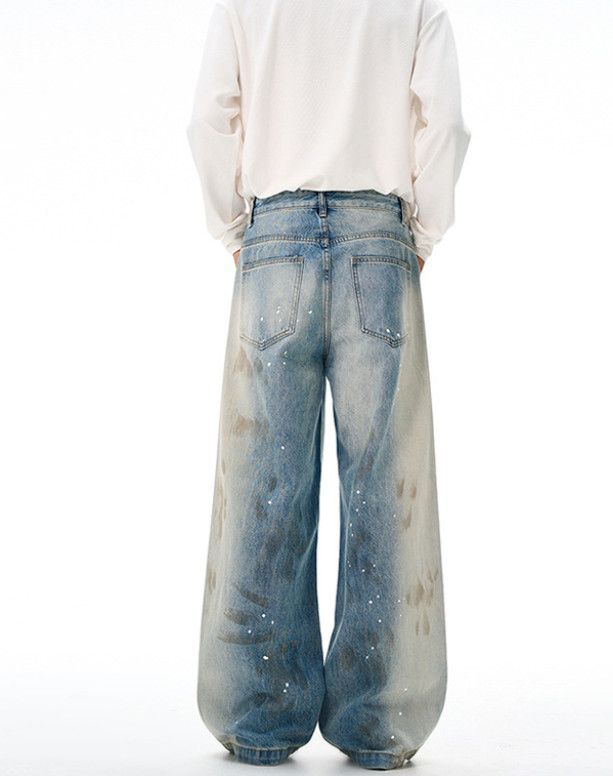 Japanese Brand American high street men's washed retro splatter paint jeans Size US 32 / EU 48 - 5 Thumbnail