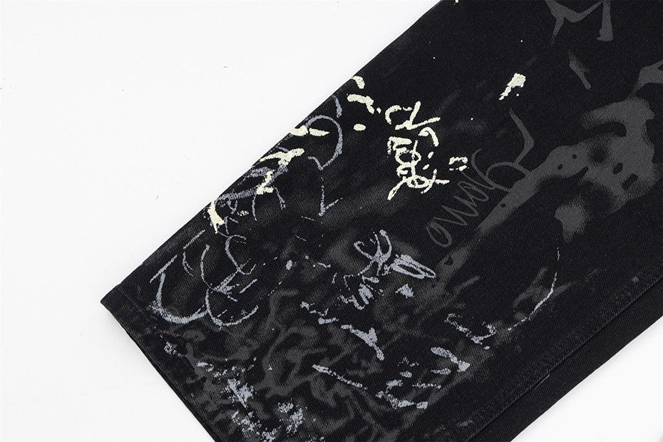 Japanese Brand × Jean × Vintage Baggy Jeans Graffiti Letter Black Loose Size US 29 - 6 Thumbnail