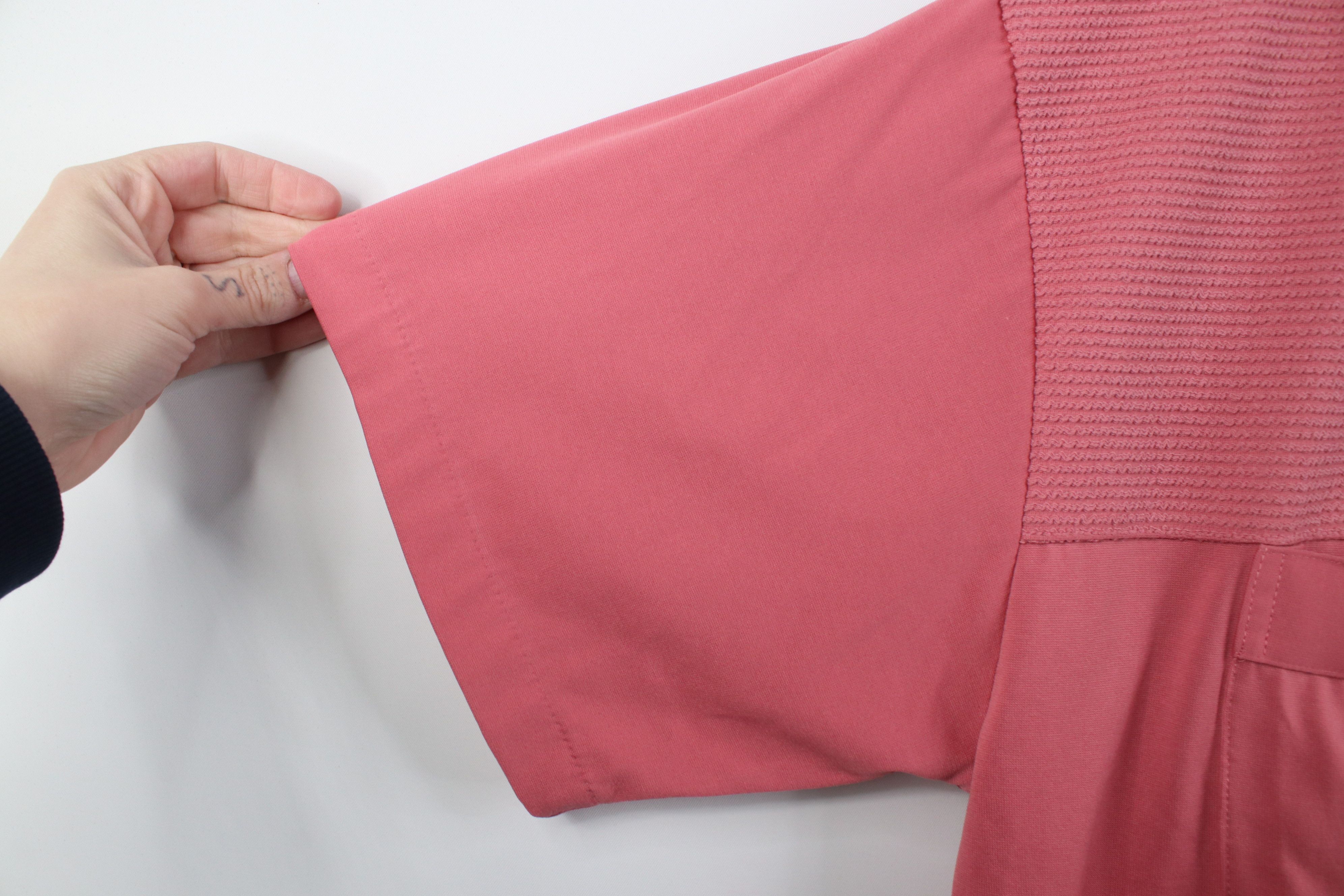 Vintage Vintage 90s Streetwear Ribbed Knit Pullover Polo Shirt Pink Size US M / EU 48-50 / 2 - 5 Thumbnail