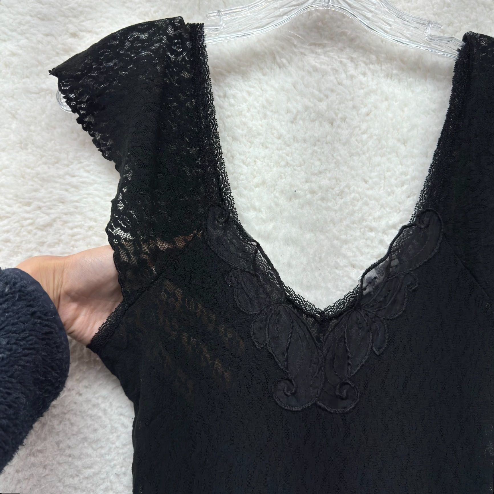 Vintage VINTAGE 90s Cinema Etoile Maxi Slip Sleep Dress Nightgown S Black Lace Edwardian Victorian Womens Size S / US 4 / IT 40 - 4 Thumbnail