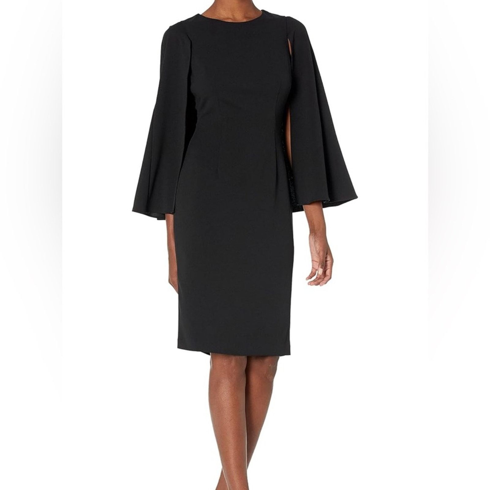 Adrianna Papell Adrianna Papell KNIT CREPE MIDI CAPE DRESS Dress classic Size S / US 4 / IT 40 - 1 Thumbnail