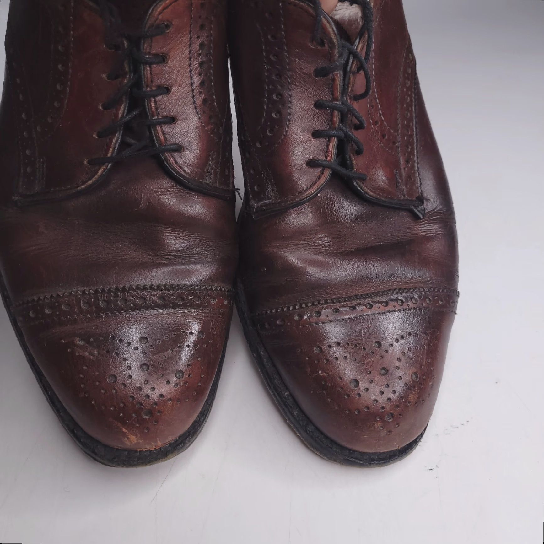 Allen Edmonds Allen Edmonds Dress Shoes Mens 9.5 Brown Lexington USA Leather Wingtip Cap Oxford Shoes Size ONE SIZE - 4 Thumbnail