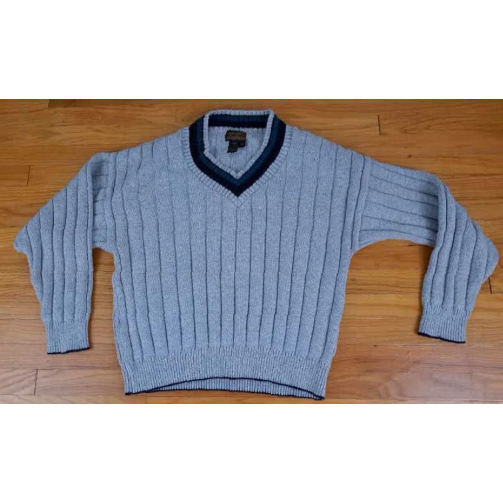 Eddie Bauer Eddie Bauer Tennis Sweaterv-Neck Knit Cotton USA Made Large Gray Pullover Men L V-Neck Knit Footnote: Size US L / EU 52-54 / 3 - 2 Thumbnail