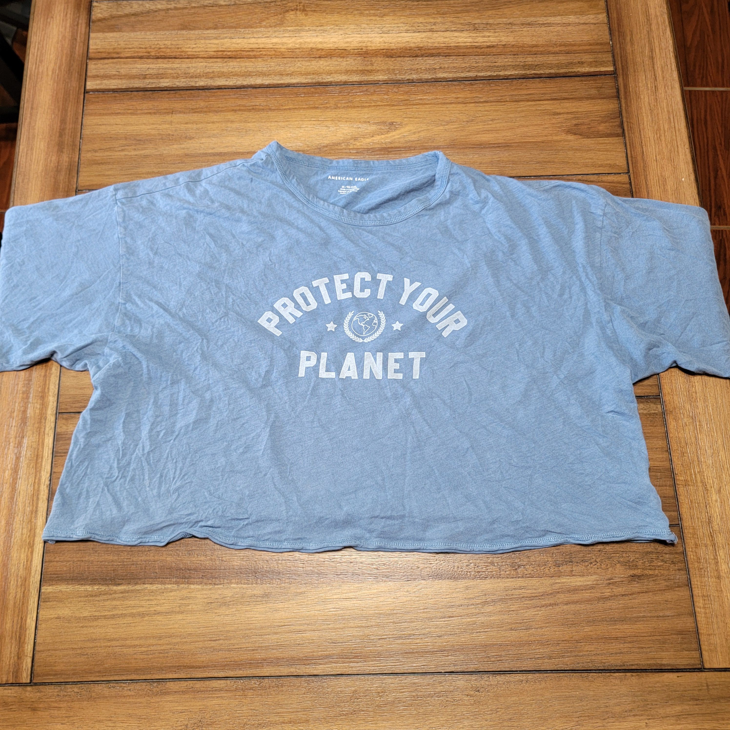 American Eagle Outfitters American Eagle SS Crop Tee "Protect Your Planet" - Size XL Size XL / US 12-14 / IT 48-50 - 1 Thumbnail