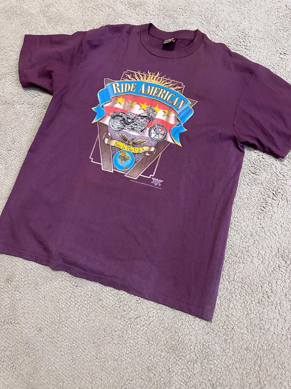 Other 3D Emblem USA Ride American Motorcycle Burgundy 1990s Grunge Size US XL / EU 56 / 4 - 2 Thumbnail