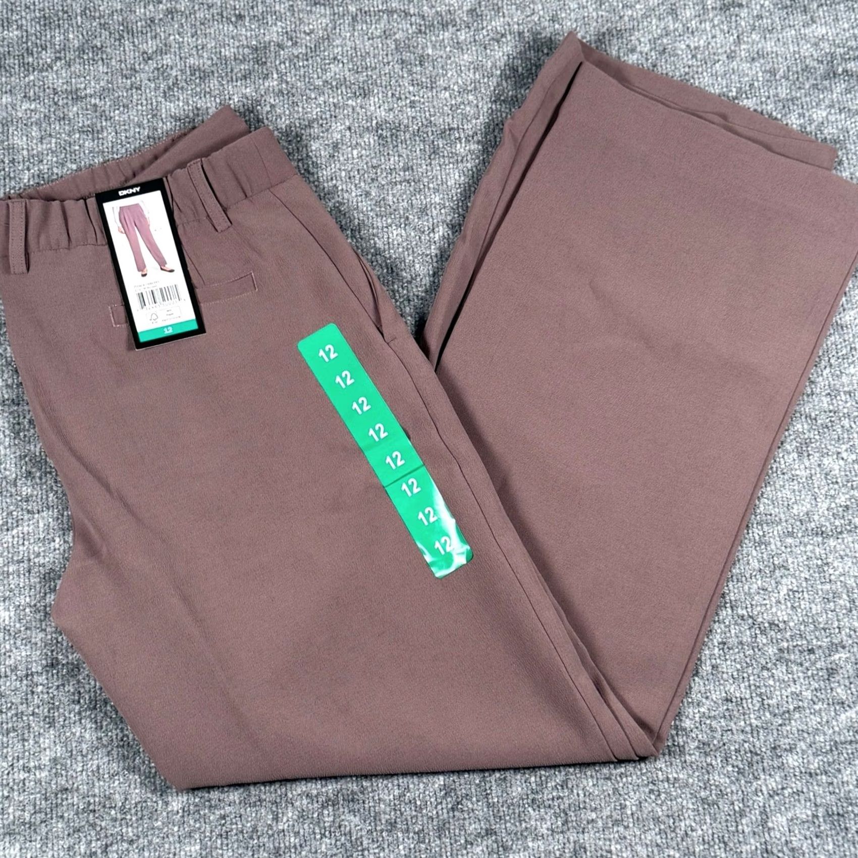 DKNY DKNY Womens 12 Wide Leg Pants Brown Elastic Waist Pleated Front Career Corpcore Dress Pants Women Regular 12 Brown Wide-Leg Workwear Casual Modern Size 34" / US 12 / IT 48 - 2 Thumbnail