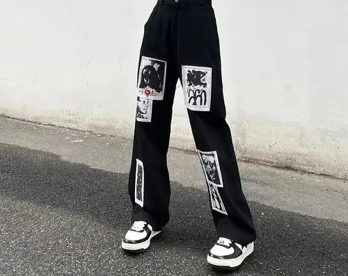 Other Punk Black Jeans Women Clothing Baggy Pants Size US 29 - 1 Thumbnail