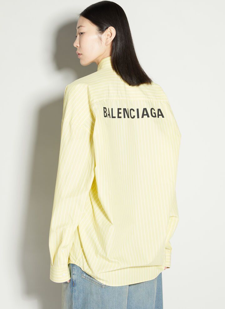 Balenciaga o1y0625 Oversize Striped Shirt in Light Yellow/White Size S / US 4 / IT 40 - 4 Thumbnail