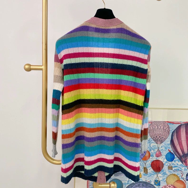 Gucci Gucci Rainbow cashmere wool knitted cardigan coat Size S / US 4 / IT 40 - 2 Thumbnail