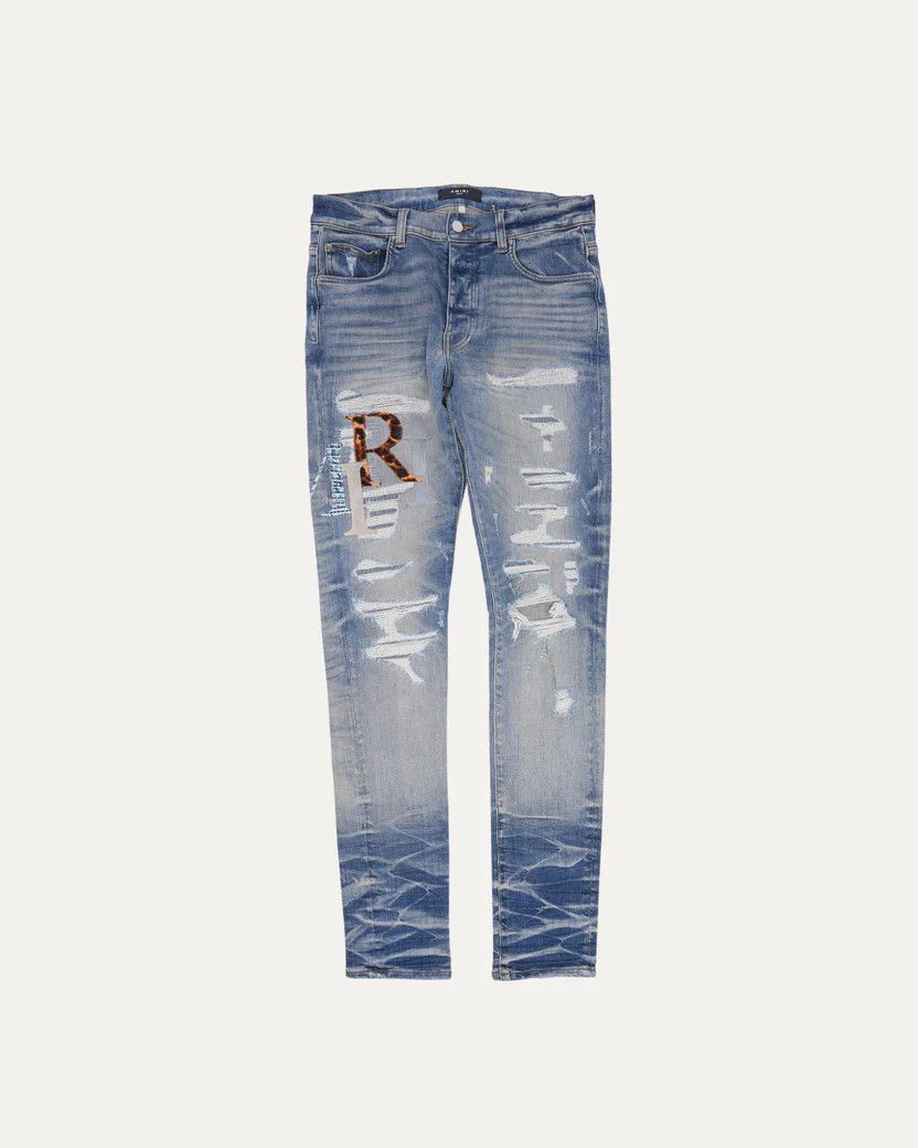 Amiri o1w1db11224 Logo Patch Jean in Blue Size US 34 / EU 50 - 1 Thumbnail