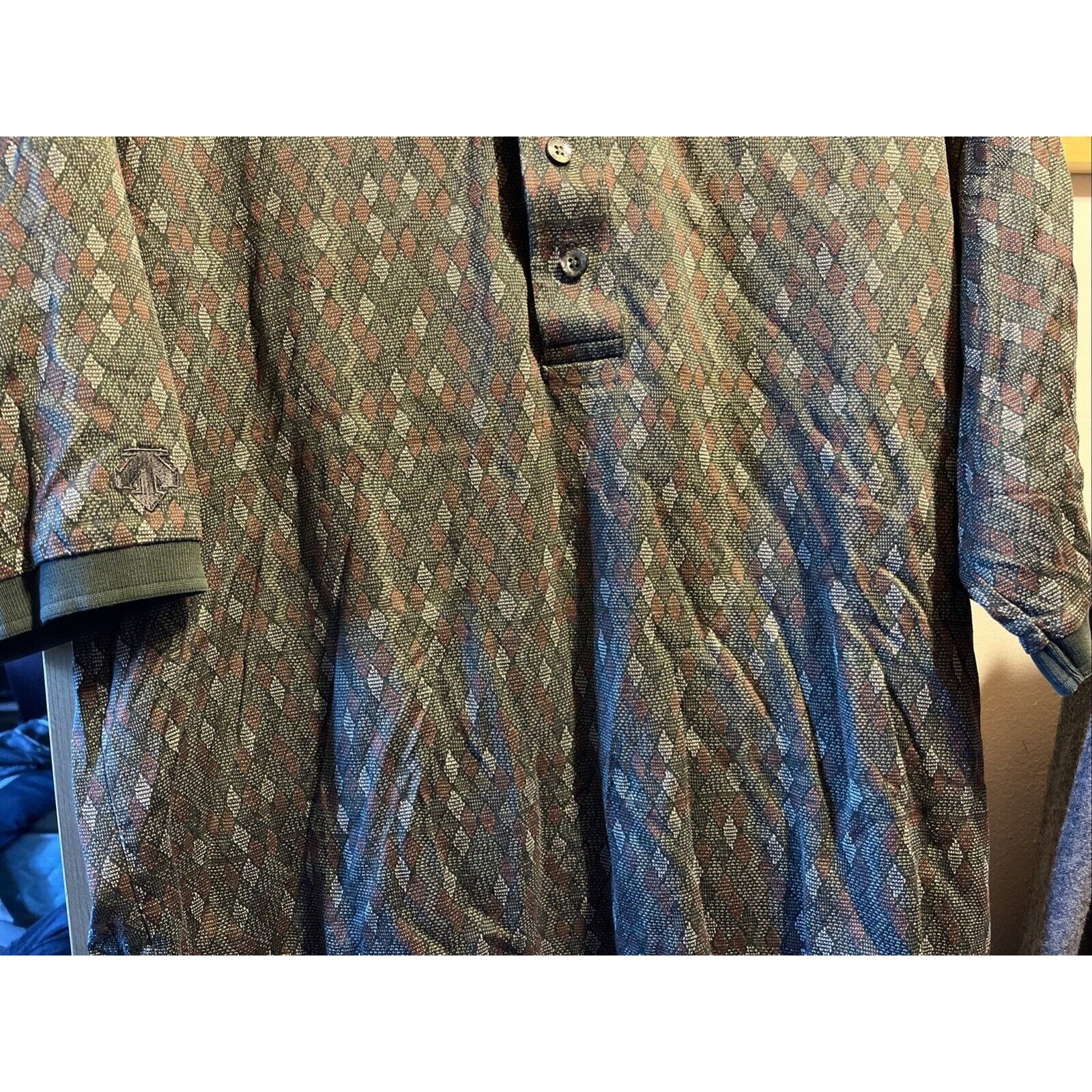 Descente Descente Men’s L Polo Shirt Golf Gray Abstract Geometric SS Size US L / EU 52-54 / 3 - 7 Thumbnail