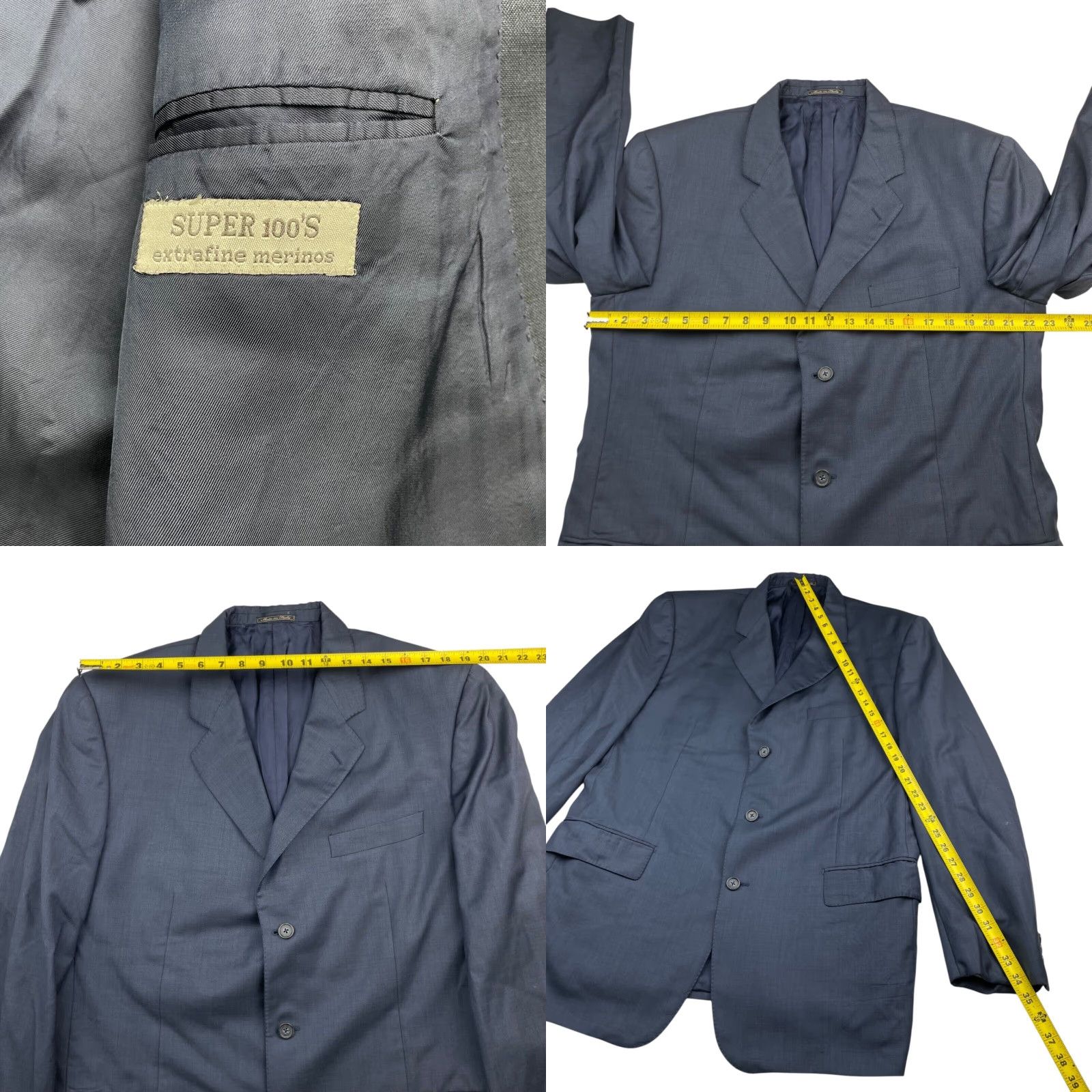 Corneliani Corneliani Blazer Jacket Navy Blue 3-Button Wool 46L US 56 EU Men RPM Notch Lapel Italy Viscose Lining Long Size 46R - 8 Thumbnail