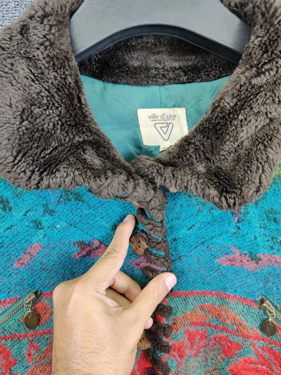 Japanese Brand Vintage Ville D Azur Wool Aztech Long Coat Nice Design Size US L / EU 52-54 / 3 - 3 Thumbnail