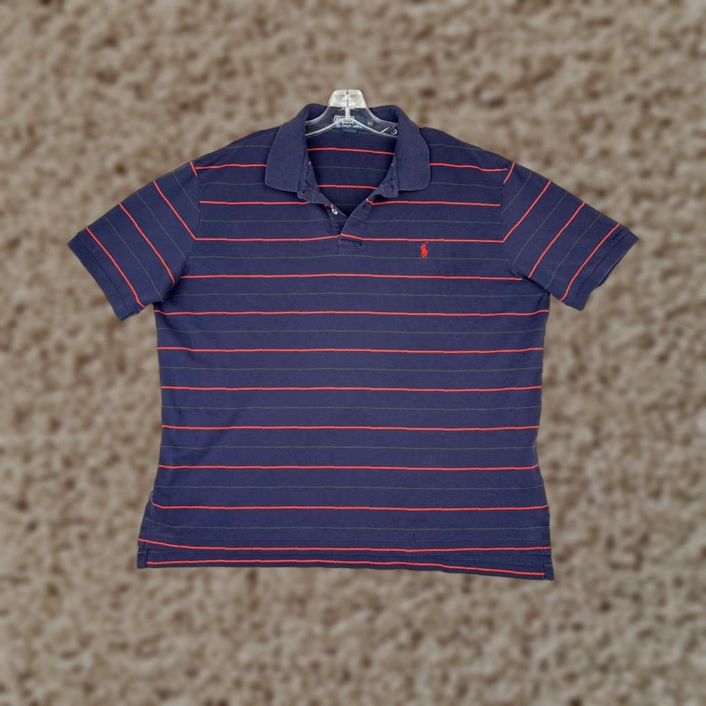 Ralph Lauren VINTAGE Polo Ralph Lauren Shirt Men Extra Large Blue Red Stripe 100% Cotton Striped READ Size US XL / EU 56 / 4 - 1 Thumbnail