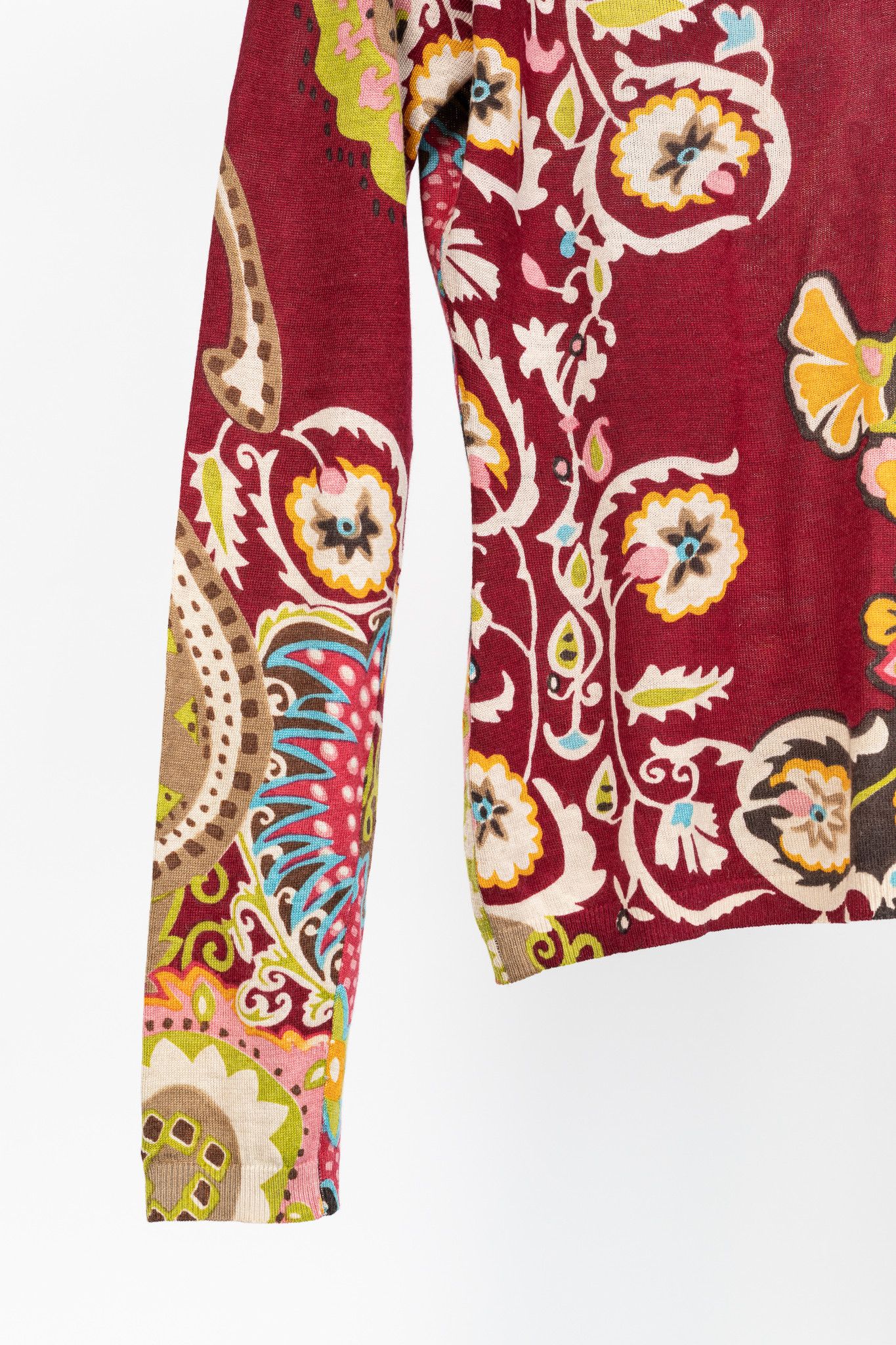 Etro Etro Burgundy Silk & Cashmere Floral-Paisley Pullover Size M / US 6-8 / IT 42-44 - 6 Thumbnail