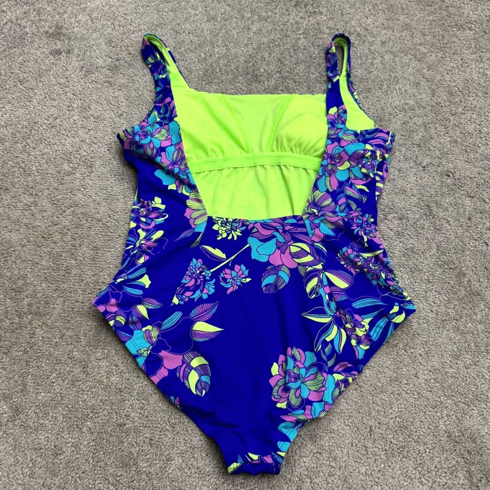 Nike Nike One Piece Swimsuit Women Large Blue Floral Backless Padded Beachwear Summer Size ONE SIZE - 2 Thumbnail