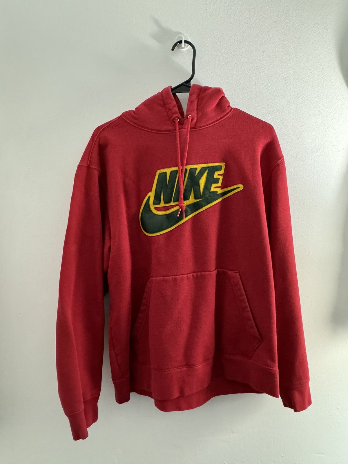 Supreme Supreme Nike Leather Appliqué Hooded Sweatshirt Red | Grailed