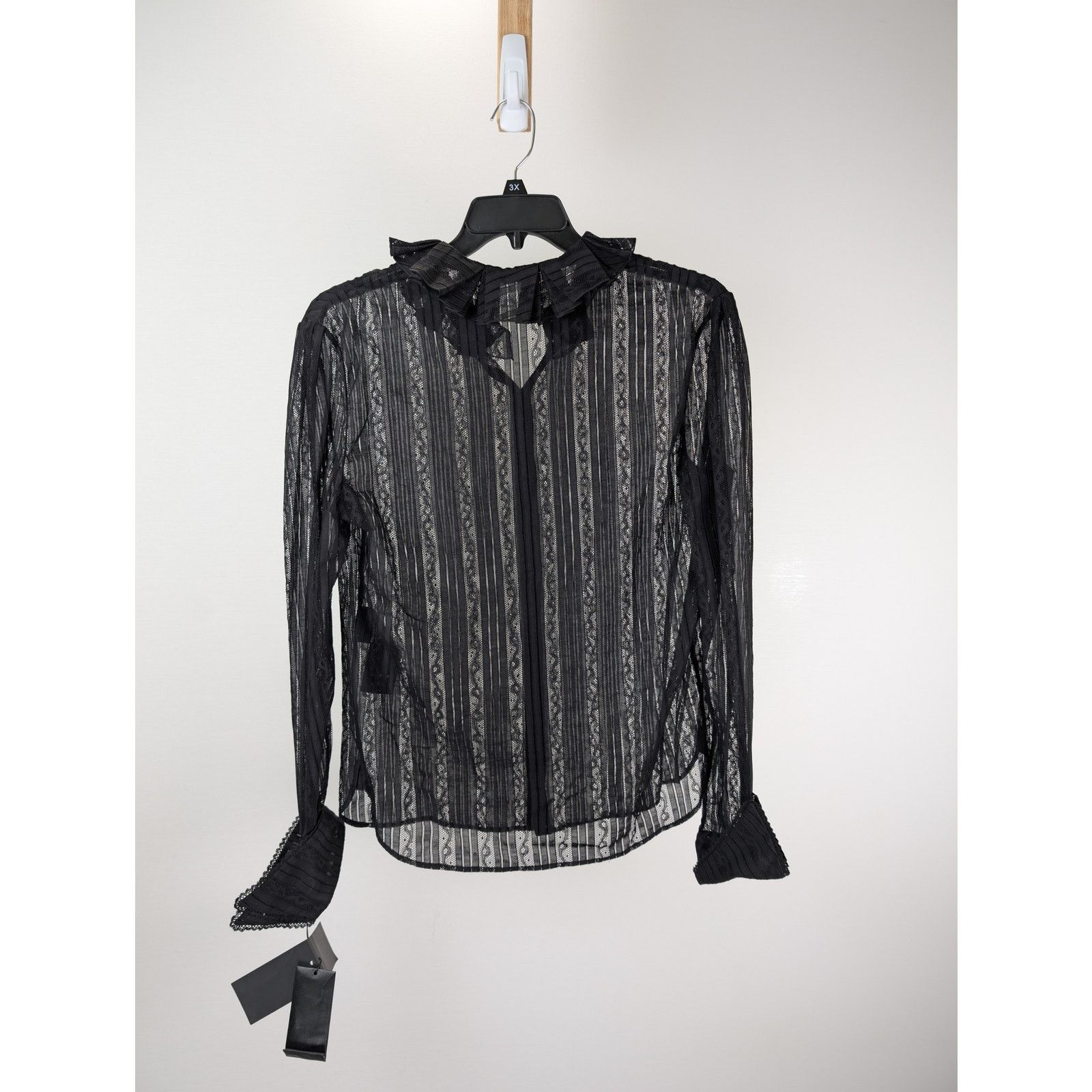 Saint Laurent Paris o1rshd1 Chemise Blouse Femme Dentelle Galon Shirt in Black Size US M / EU 48-50 / 2 - 17 Thumbnail