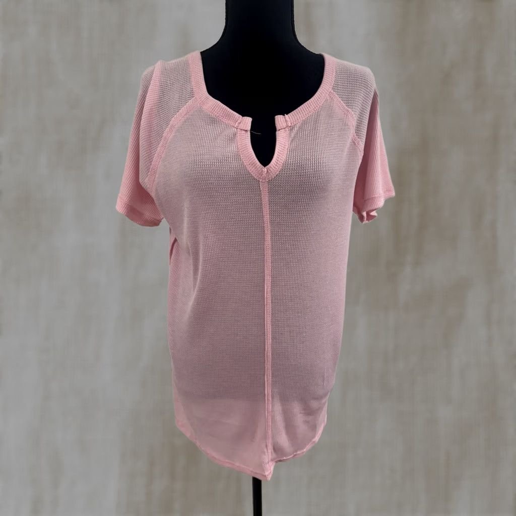 Vintage Hemish USA Womens T Shirt Pink V Neck M Flutter Sleeve Floral Pattern Knit Pullover Casual Shirt Size M / US 6-8 / IT 42-44 - 1 Thumbnail