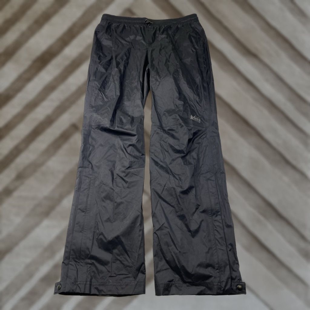 Vintage REI Co-op Rain Pants Mens Medium Black Waterproof Hiking Packable Nylon Shell Size US 31 - 1 Thumbnail