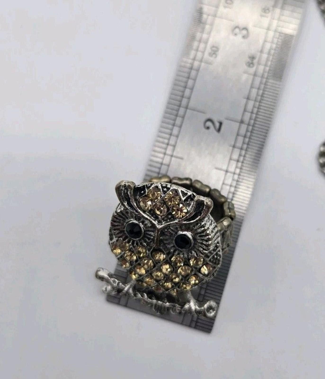 The Unbranded Brand Owl Ring Rhinestones Costume Jewelry? Owls! Stretchy Cute Ta Size ONE SIZE - 7 Thumbnail