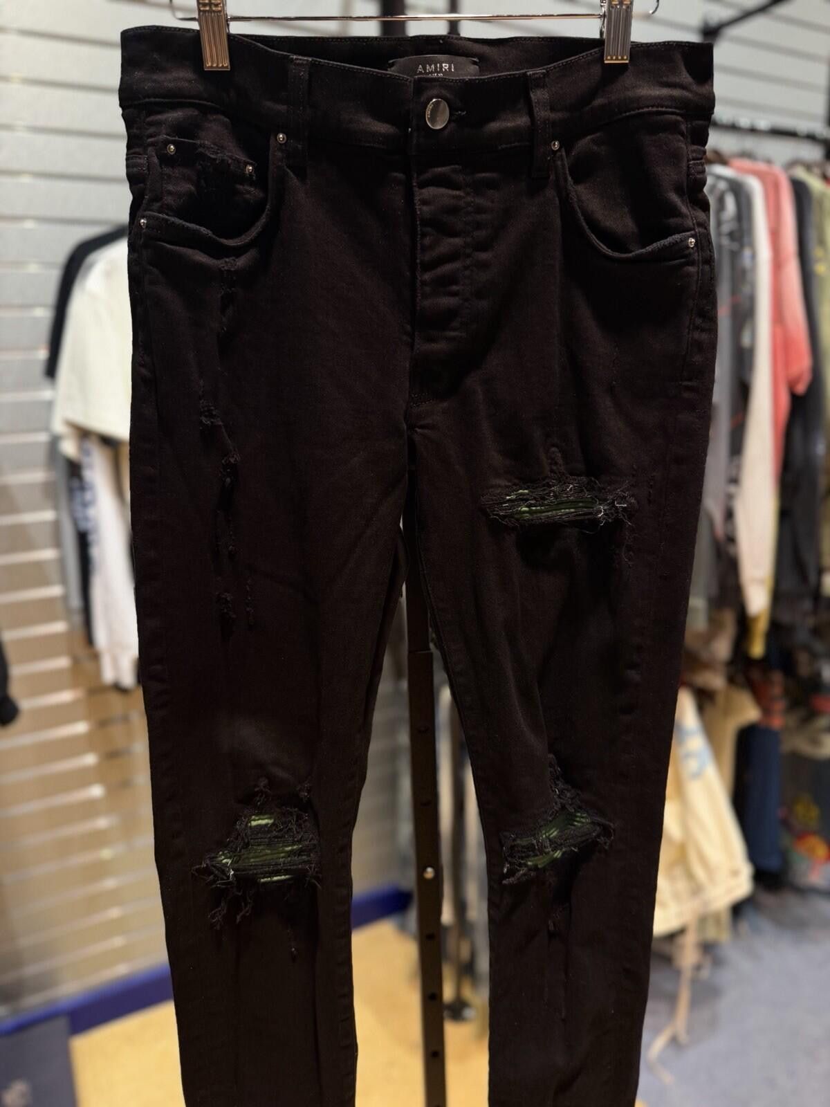 Amiri Size 30 - Amiri Black MX1 Green Patch Jeans 100% Authentic Size US 30 / EU 46 - 3 Thumbnail