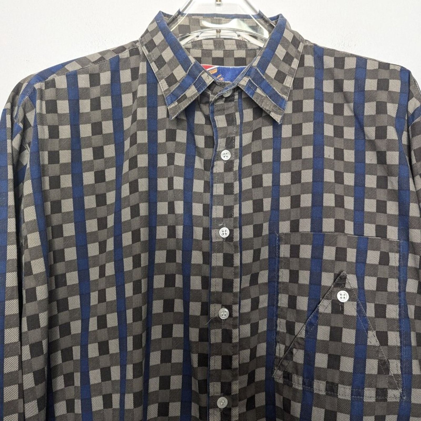 Vintage Vintage 70's Gray Check Plaid Long Sleeve Button Up Shirt L Size US L / EU 52-54 / 3 - 5 Thumbnail