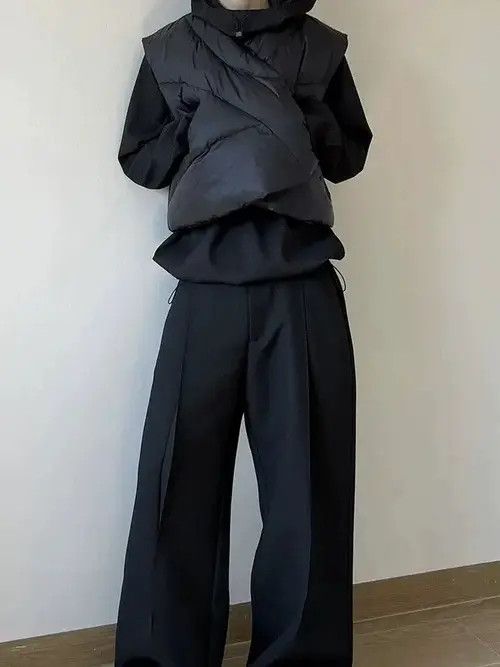 VIBE Avant garde asymmetrical cropped quilted puffer vest jacket Size US L / EU 52-54 / 3 - 4 Thumbnail