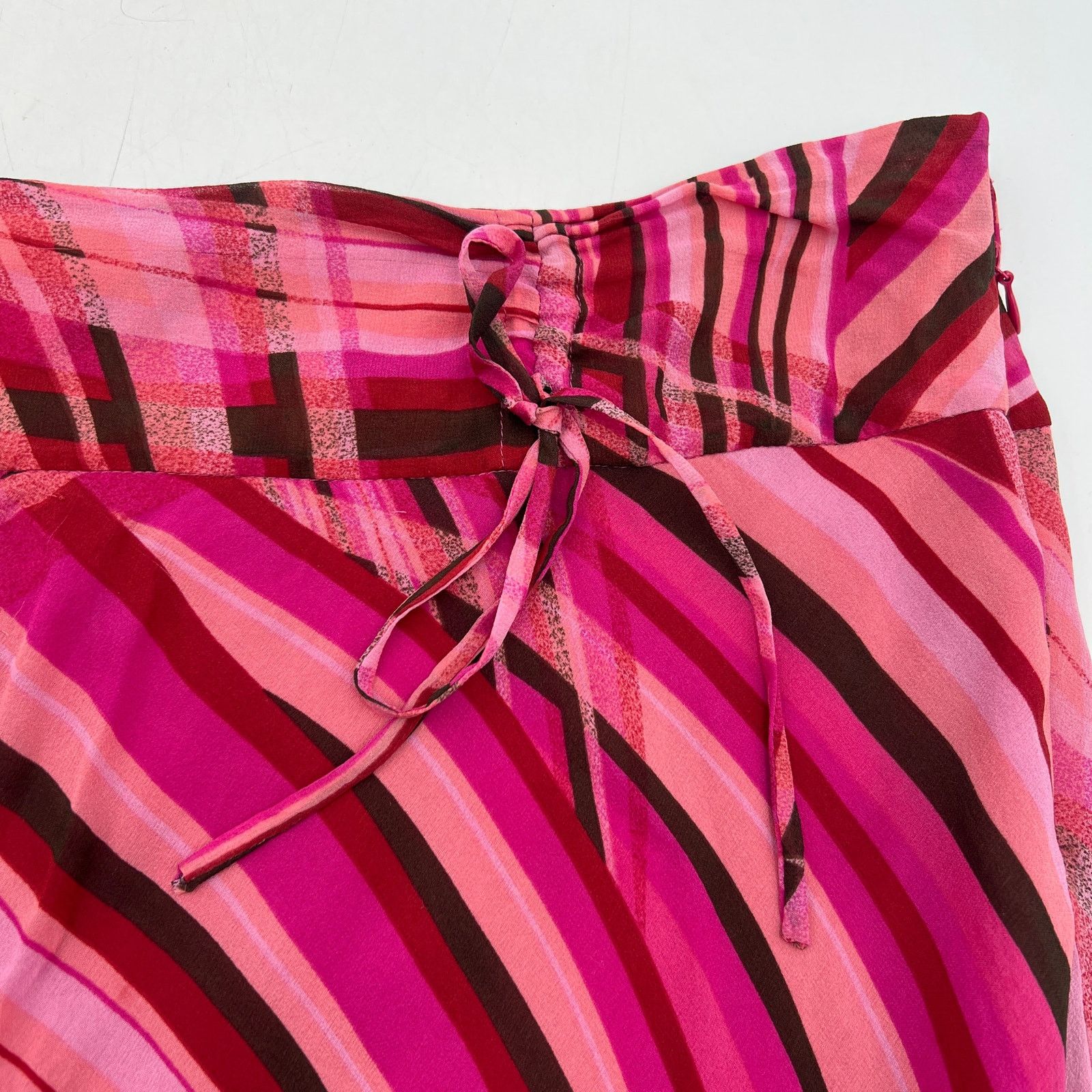 Vintage Vintage Y2K Printed Stripes Silk Skirt Pink Size 36" / US 14 / IT 50 - 6 Thumbnail