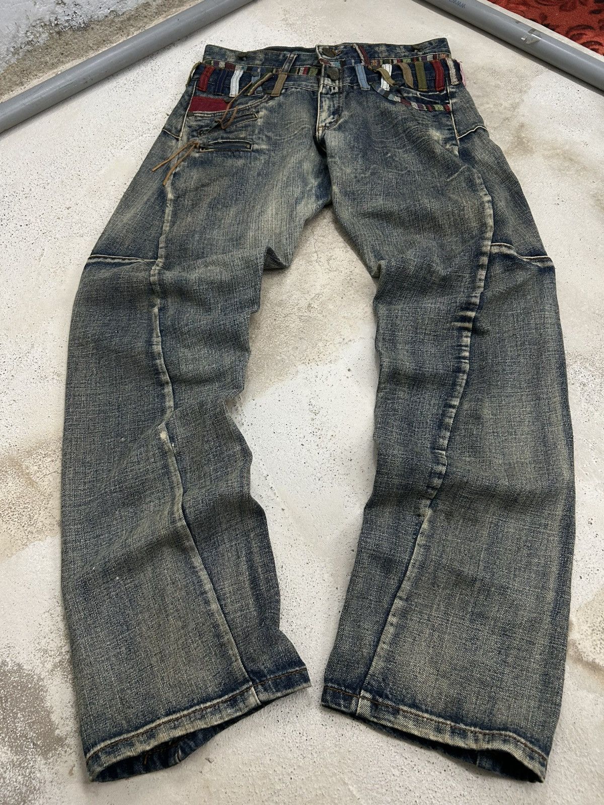 GOSTAR DE FUGA Vintage Joneaa Denim Double Waist Engineer Mud Washed Size US 31 - 1 Thumbnail