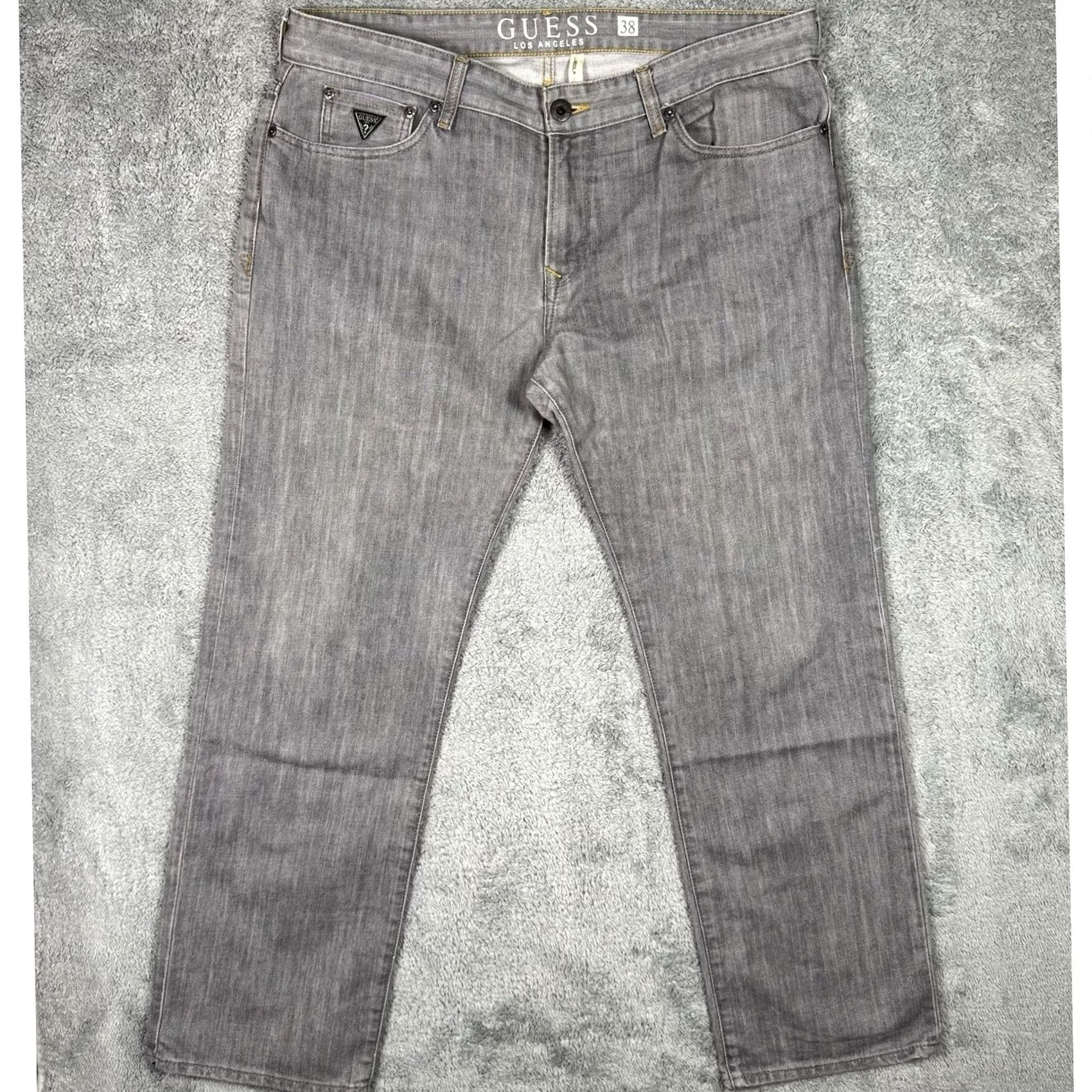 Guess VINTAGE GUESS Jeans Mens 38 Gray Lincoln 38x30 Premium Slim Straight Y2K Grunge 90s Raw Wash Size US 38 / EU 54 - 2 Thumbnail