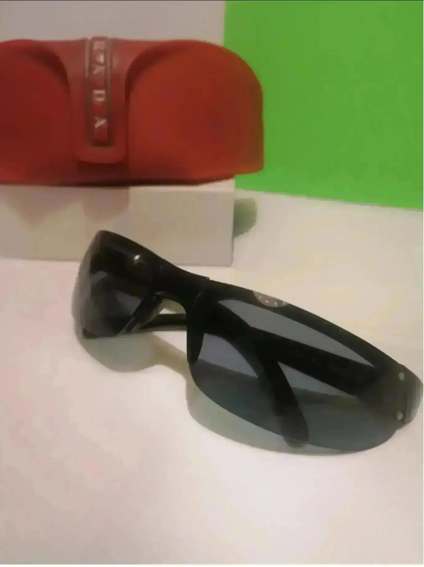 Prada × Vintage PRADA Sunglasses Sport Wrap Shield Mask Red Tab Size ONE SIZE - 5 Thumbnail