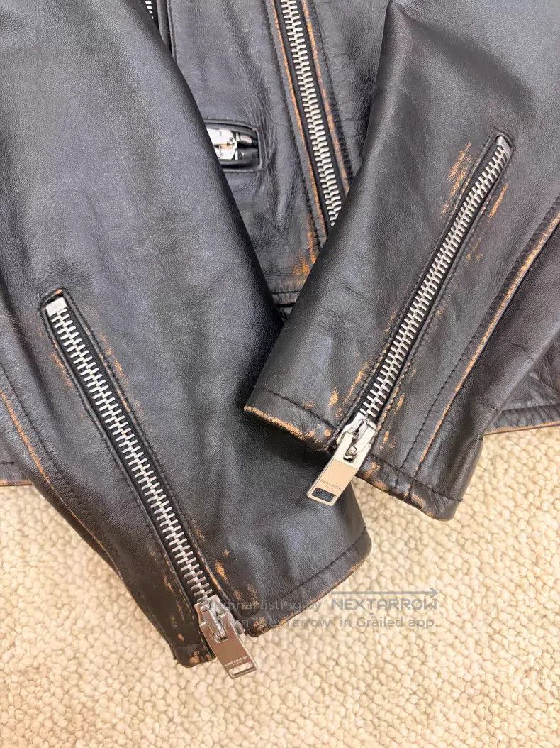 Saint Laurent Paris Saint Laurent Paris Distressed Motorcycle Leather Jacket i Size US M / EU 48-50 / 2 - 3 Thumbnail