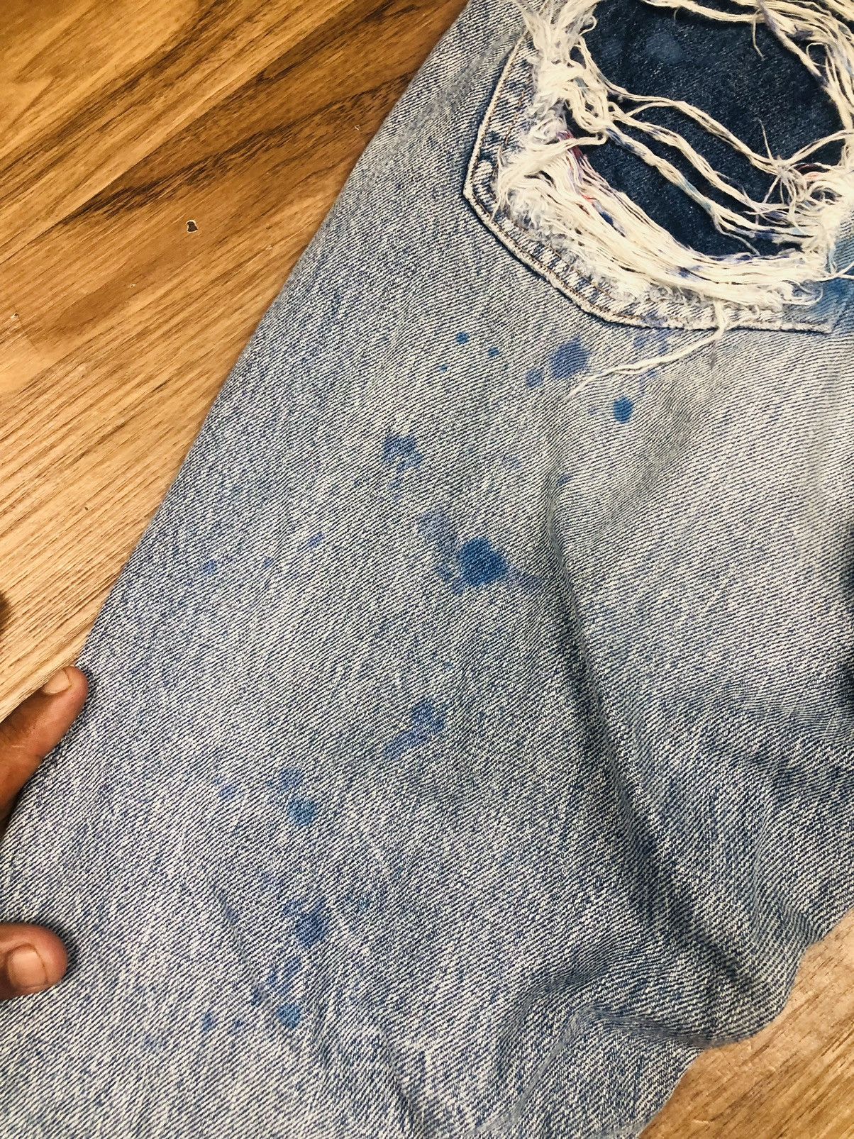 Japanese Brand RNA Inc. Vintage Ripped Jeans | Paint Splatter Denim (38) Size US 33 - 18 Thumbnail