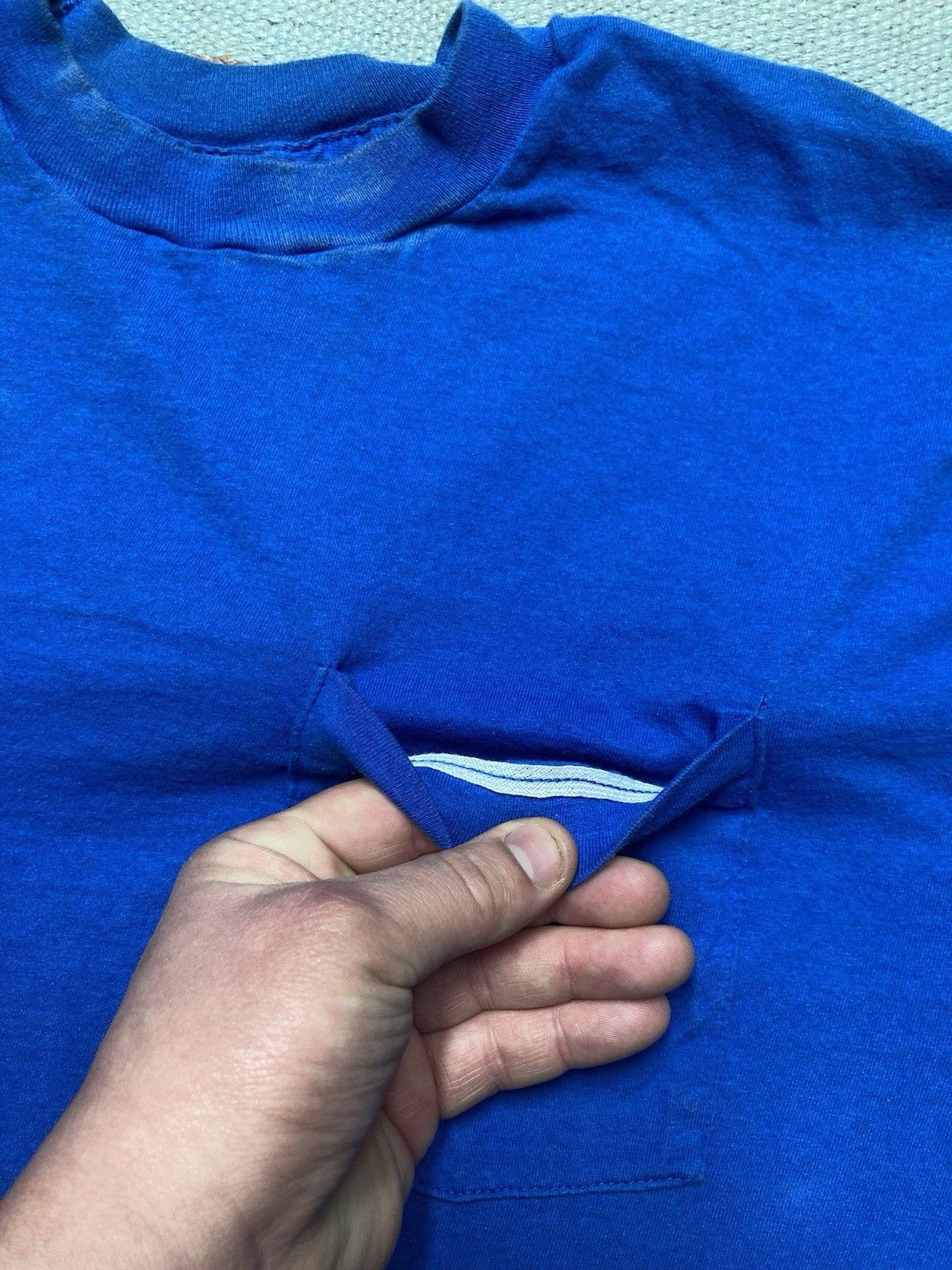 Fruit Of The Loom × Vintage 80s pocket t shirt fruit of the loom blank cotton soft large Size US L / EU 52-54 / 3 - 6 Thumbnail