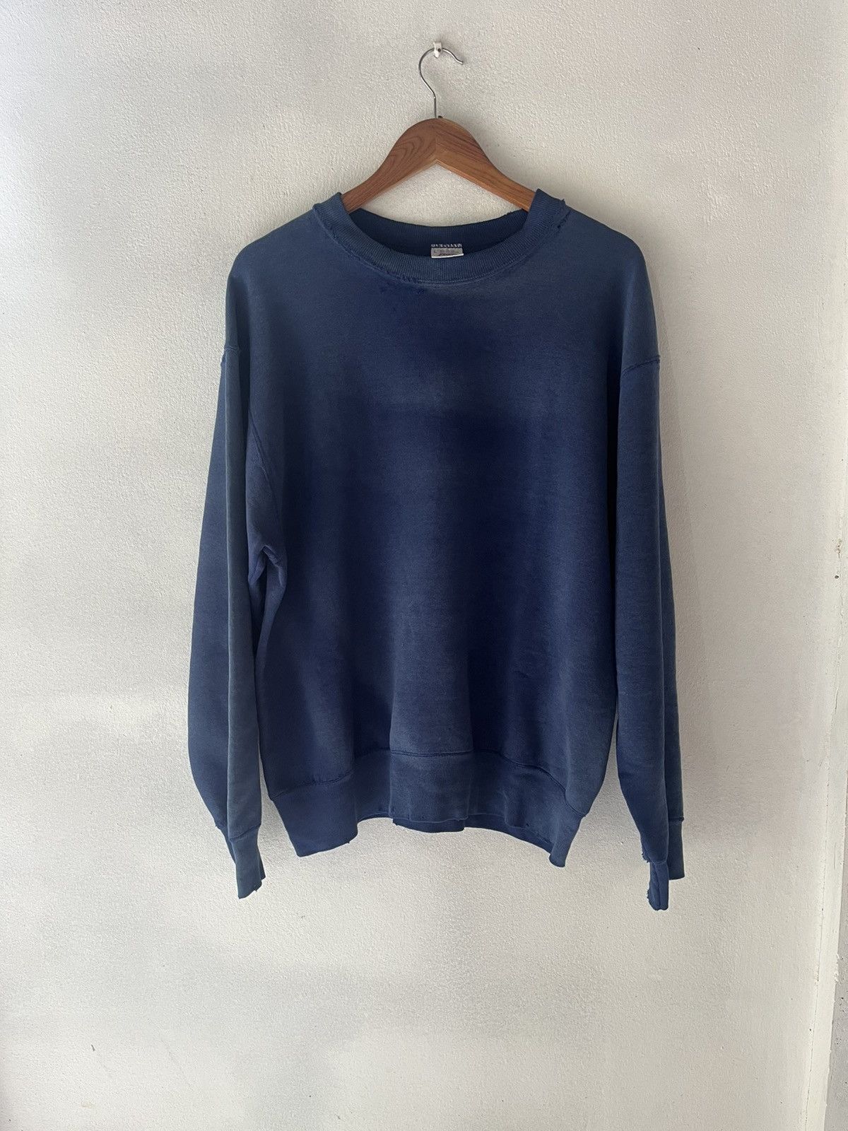 Vintage Thrashed Faded Navy Crewneck Sweatshirt Distressed Size US XL / EU 56 / 4 - 1 Thumbnail