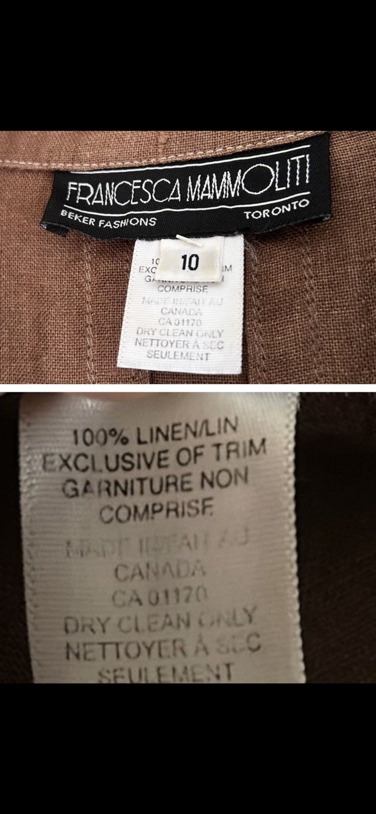 Vintage Vtg Francesca Mammoliti Brown Linen Button Down Pocket Dress Size L / US 10 / IT 46 - 11 Thumbnail