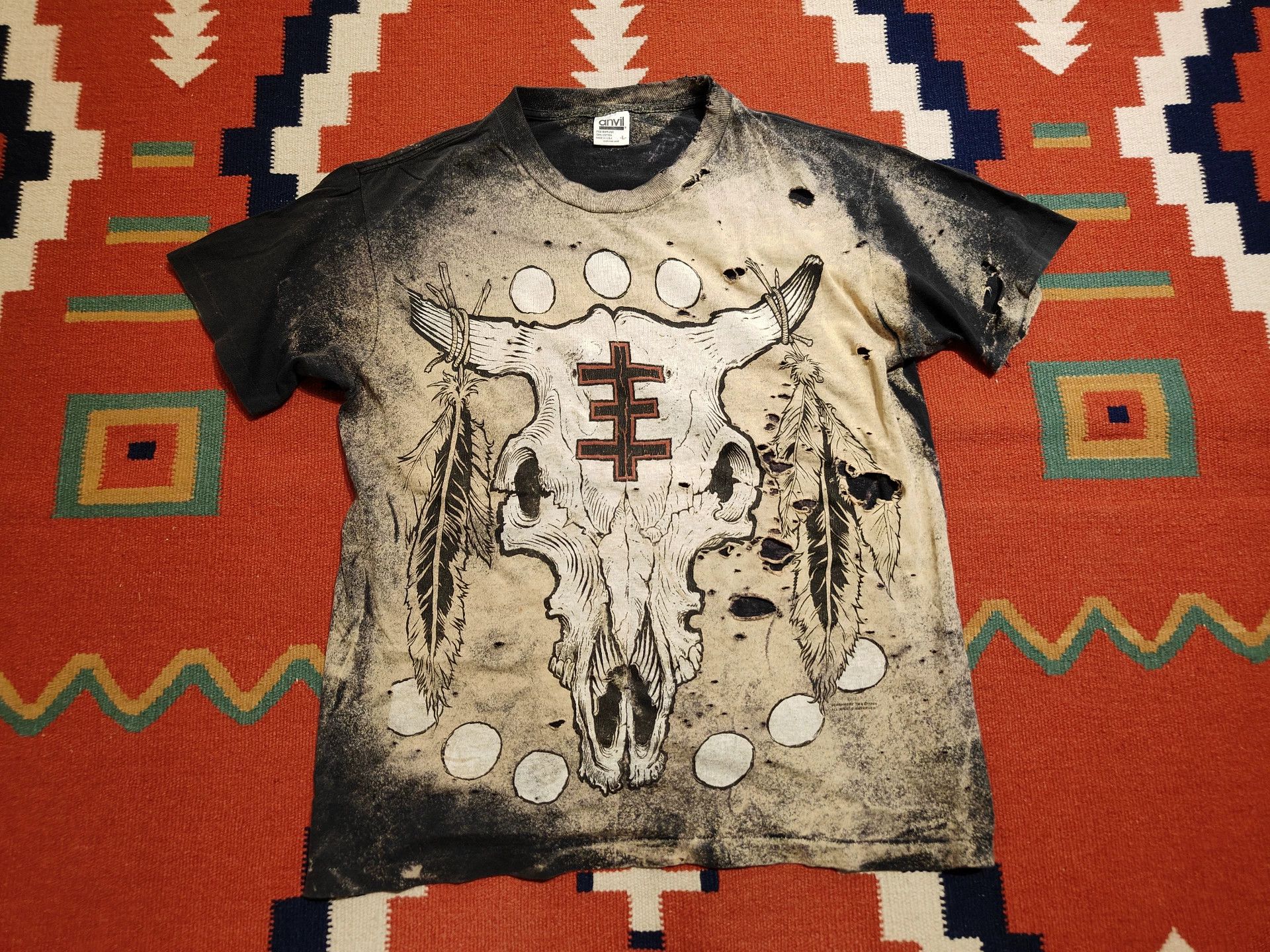 Vintage Vintage Anvil Skeleton Graphic Tee Size US L / EU 52-54 / 3 - 1 Thumbnail
