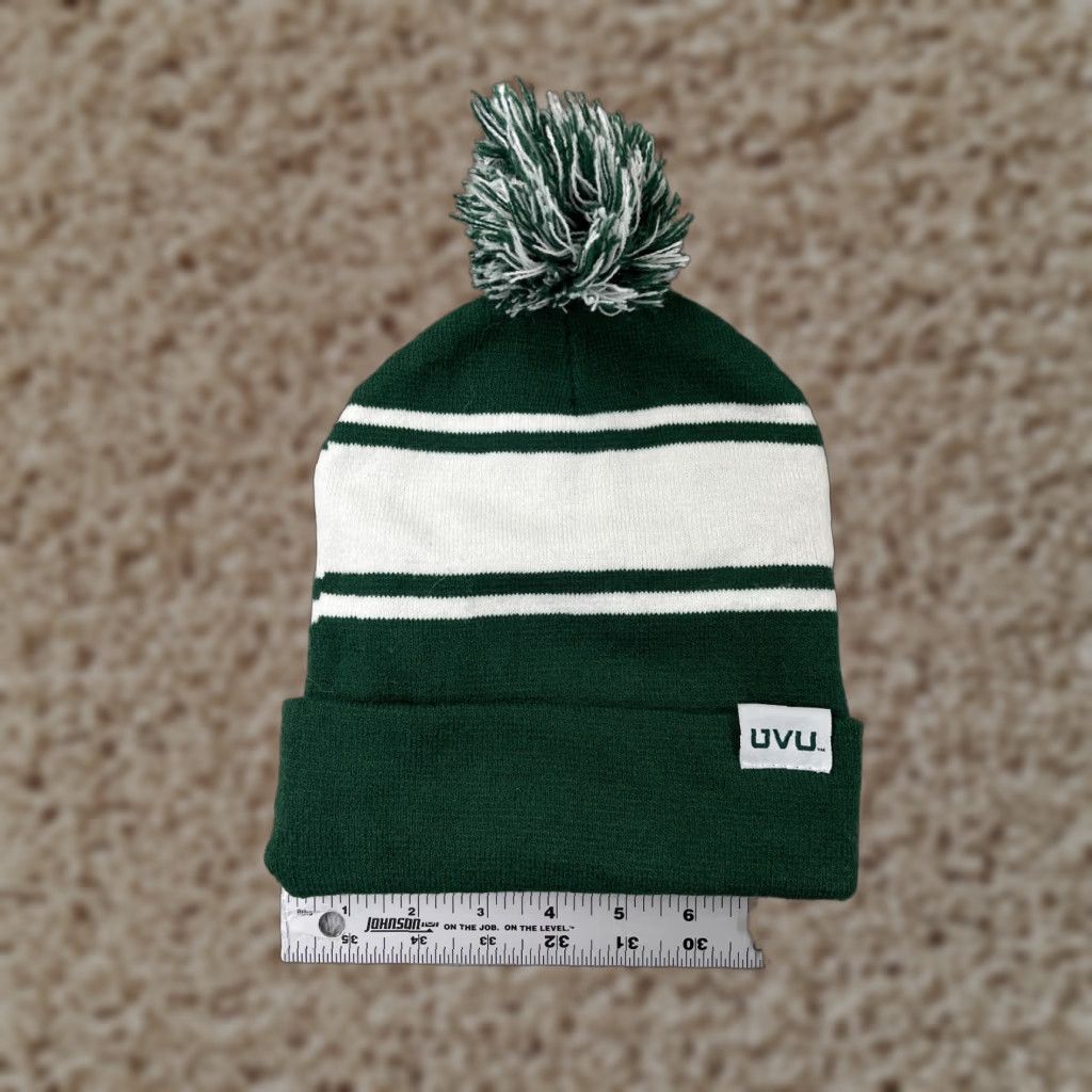 Vintage Utah Valley University Beanie Toque Adult One Size Green Pom Knit Cotton Blend Hat Beanie Unbranded Unisex Adults Size ONE SIZE - 1 Thumbnail