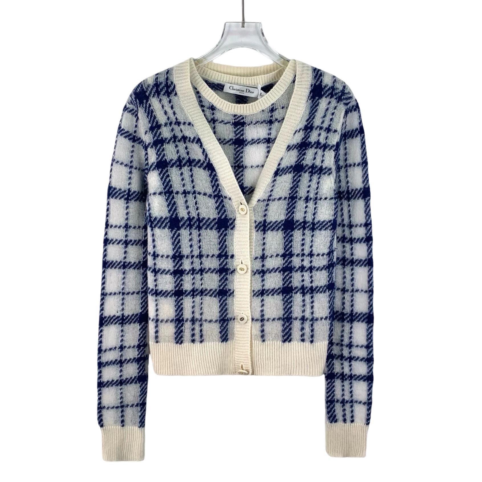 Dior Dior Blue Check Mohair Cardigan Set 36 Size XS / US 0-2 / IT 36-38 - 1 Thumbnail